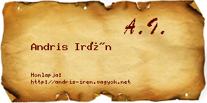 Andris Irén névjegykártya